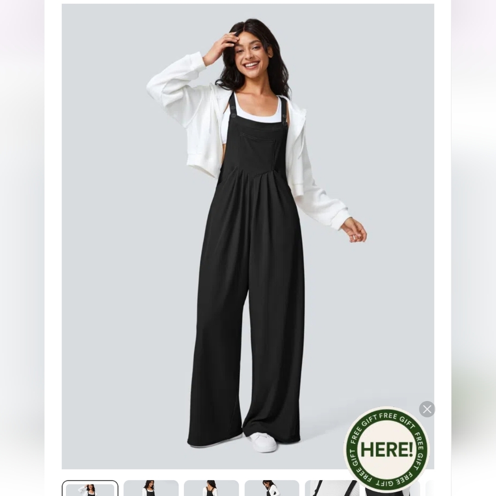 HALARA Black Wide-Leg Overalls Jumpsuit